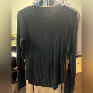 Aerie Black Ribbed Long Sleeve Tee